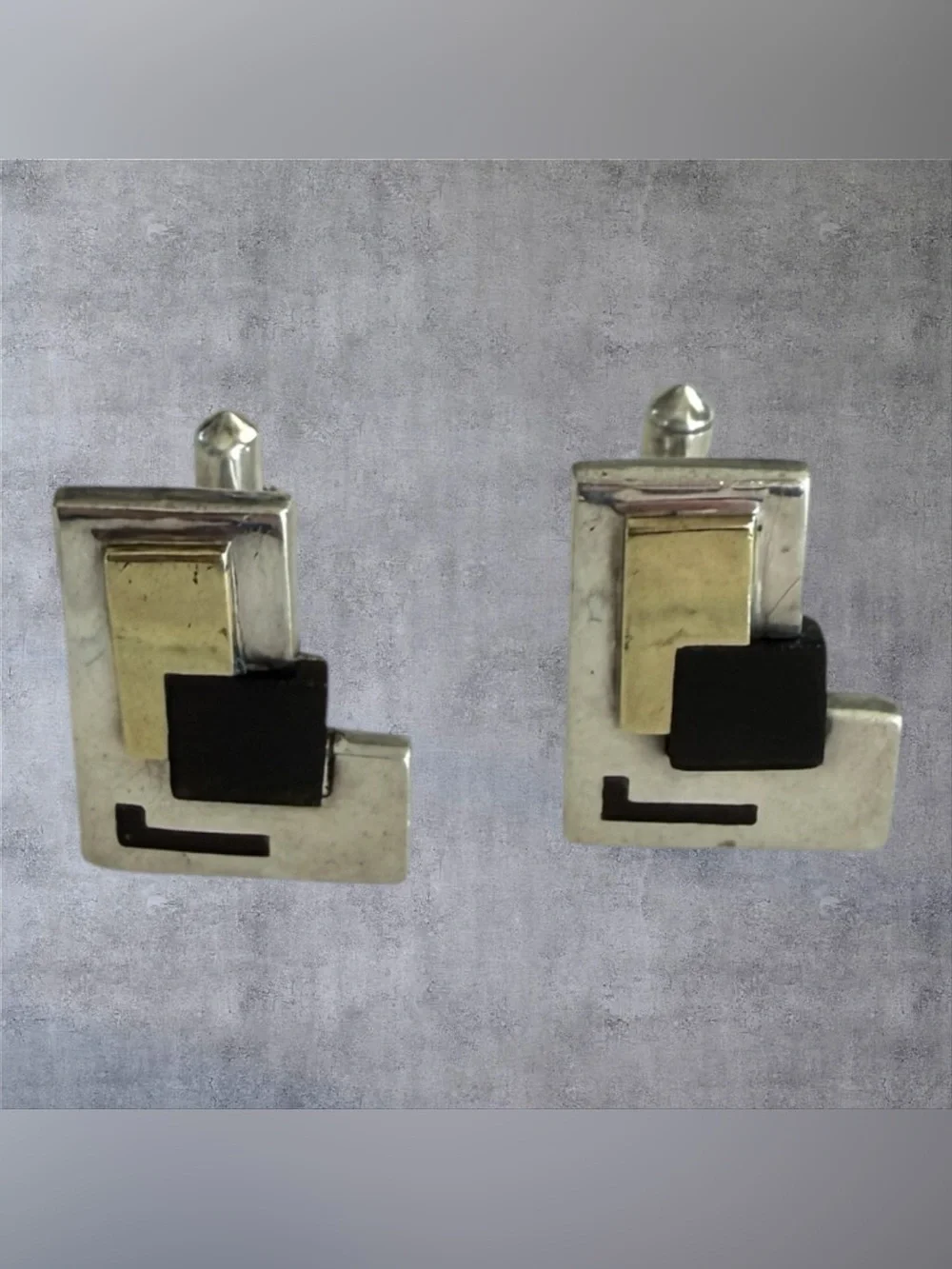 Antonio Pineda Taxco Mexico 970 Silver Onyx Cufflinks Modernist 36g